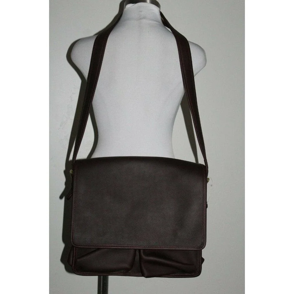 ASTON‎ Orwell Mailman Leather Espresso Brown Messenger Laptop Bag MSRP $385